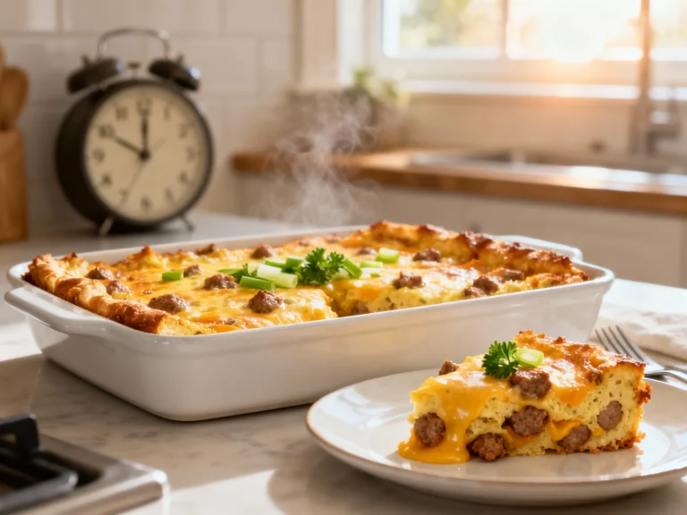 Overnight Breakfast Casserole With Sausage & Cheese — Ready