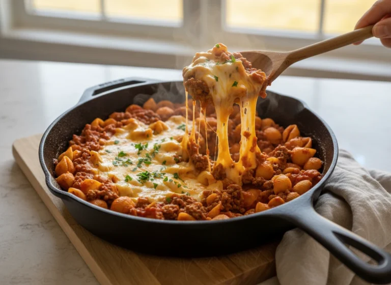 Quick Ground Beef Pasta Skillet (family-friendly & Cheesy)